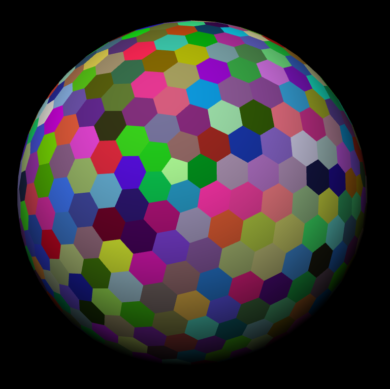 colored hexsphere of detail level 3